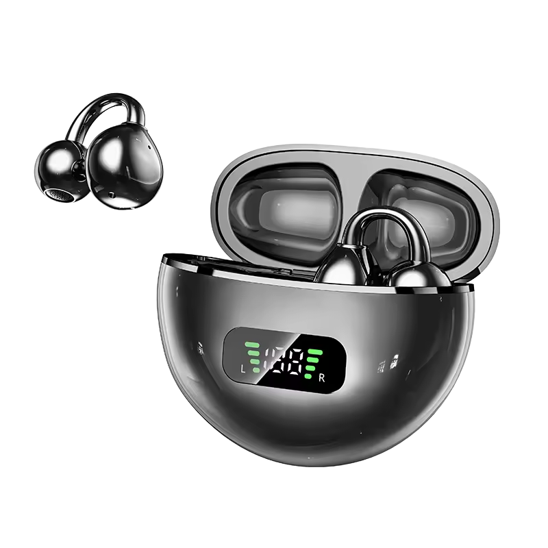 Ear Clip Earbuds Mini Open Ear Headphones Bone Conduction Earphones, True Wireless Bluetooth Headphones for Sport Workout Driving Walking Running Compatible with iPhone Android