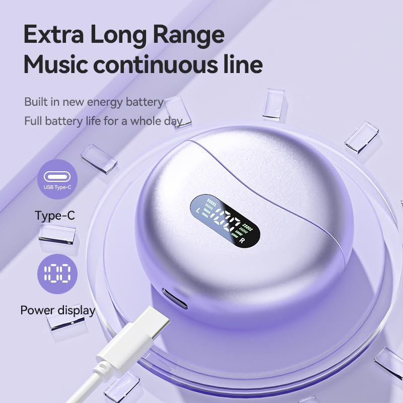 Ear Clip Earbuds Mini Open Ear Headphones Bone Conduction Earphones， True Wireless Bluetooth Headphones for Sport Workout Driving Walking Running Compatible with iPhone Android