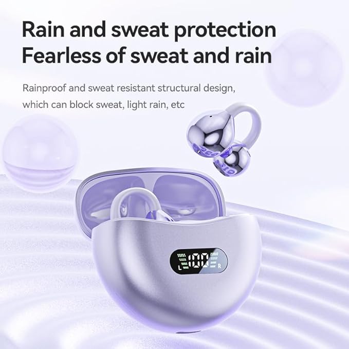 Ear Clip Earbuds Mini Open Ear Headphones Bone Conduction Earphones， True Wireless Bluetooth Headphones for Sport Workout Driving Walking Running Compatible with iPhone Android
