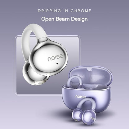 Clips Wireless Open Ear Earbuds with Chrome Finish, AirWave™ Technology,Up-to 40H Playtime, Dual Device Pairing, Quad Mic with ENC,12mm Driver,BTv5.4 (Pearl White)