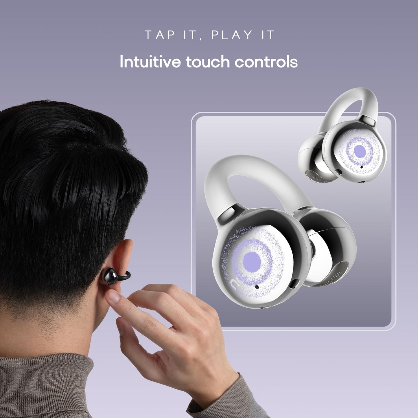 Clips Wireless Open Ear Earbuds with Chrome Finish, AirWave™ Technology,Up-to 40H Playtime, Dual Device Pairing, Quad Mic with ENC,12mm Driver,BTv5.4 (Pearl White)