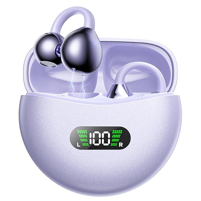 Ear Clip Earbuds Mini Open Ear Headphones Bone Conduction Earphones， True Wireless Bluetooth Headphones for Sport Workout Driving Walking Running Compatible with iPhone Android