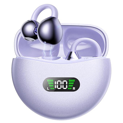 Ear Clip Earbuds Mini Open Ear Headphones Bone Conduction Earphones， True Wireless Bluetooth Headphones for Sport Workout Driving Walking Running Compatible with iPhone Android